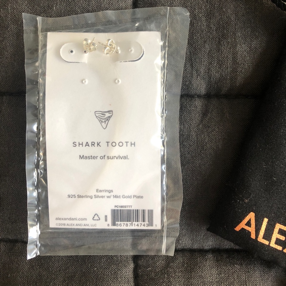 NEW: ALEX AND ANI Silver & Gold 🦈 Tooth Earrings - Picture 5 of 7